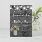 Invitation Tournesol Rustique Baby Respire Mason Jar Mariage (Debout devant)