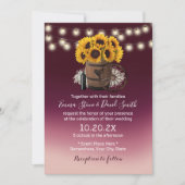 Invitation Tournesol rustique Baril de vin Bourgogne Mariage  (Devant)