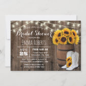 Invitation Tournesol Rustique Baril Pays Fête des mariées (Devant)