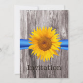 Invitation Tournesol Rustique Bleu Ruban Fête des mariées en  (Devant)