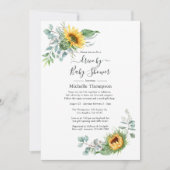 Invitation Tournesol Rustique Boho Eucalyptus Drive Par Douch (Devant)