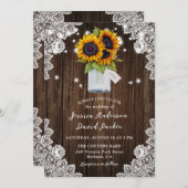 Invitation Tournesol Rustique bois Mason Jar Mariage (Devant / Derrière)