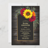 Invitation Tournesol rustique Bourgogne Fête des mariées Rose (Devant)