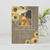 Invitation Tournesol rustique Brown Mariage Fête des mariées (Debout devant)