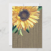 Invitation Tournesol rustique Brown Mariage Fête des mariées (Dos)