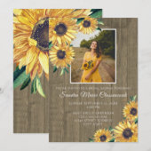 Invitation Tournesol rustique Brown Mariage Fête des mariées (Devant / Derrière)