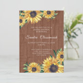 Invitation Tournesol rustique Brown Mariage Fête des mariées (Debout devant)