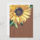 Invitation Tournesol rustique Brown Mariage Fête des mariées (Dos)