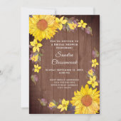 Invitation Tournesol rustique Brown Mariage Fête des mariées (Devant)