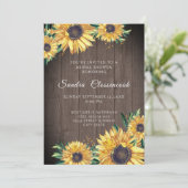 Invitation Tournesol rustique Brown Mariage Fête des mariées (Debout devant)