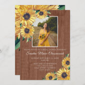 Invitation Tournesol rustique Brown Mariage Fête des mariées (Devant / Derrière)