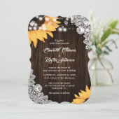 Invitation Tournesol Rustique Burlap Floral Mariage dentelle (Debout devant)