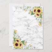 Invitation Tournesol rustique chic et Mariage floral gris (Dos)