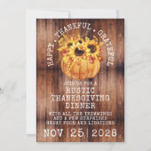 Invitation Tournesol Rustique Citrouille Thanksgiving Dîner (Devant)