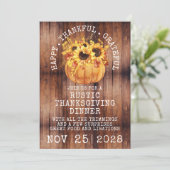 Invitation Tournesol Rustique Citrouille Thanksgiving Dîner (Debout devant)