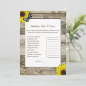 Invitation Tournesol Rustique Devine Le Baby shower Des Prix (Debout devant)