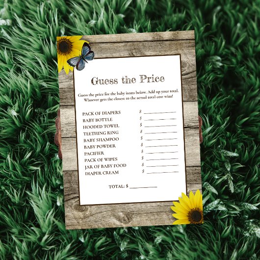 Invitation Tournesol Rustique Devine Le Baby shower Des Prix