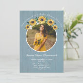 Invitation Tournesol rustique Dusty Mariage Fête des mariées (Debout devant)