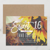 Invitation Tournesol rustique Élégant Floral Sweet 16 Anniver (Devant / Derrière)