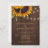 Invitation Tournesol rustique élégant script grange mariage e (Devant)