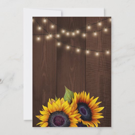 Invitation Tournesol rustique élégant script grange mariage e (Dos)