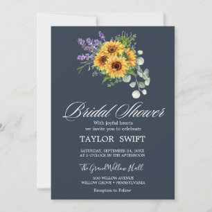 Invitation Tournesol rustique et eucalyptus   Baby shower nav