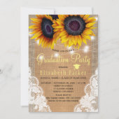 Invitation Tournesol rustique et fête de graduation dentelle (Devant)