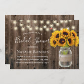 Invitation Tournesol rustique et Fête des mariées en bois de  (Devant / Derrière)