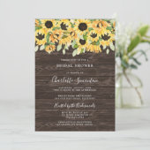 Invitation Tournesol rustique et Fête des mariées verte (Debout devant)