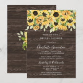 Invitation Tournesol rustique et Fête des mariées verte (Devant / Derrière)