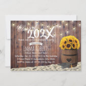 Invitation Tournesol rustique et lumières à cordes (Devant)