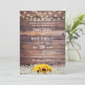 Invitation Tournesol rustique et lumières à cordes Mariage de (Debout devant)