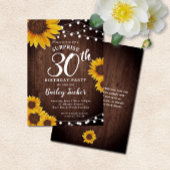 Invitation Tournesol rustique et lumières Surprise 30e annive