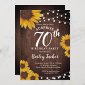 Invitation Tournesol rustique et lumières Surprise 70e annive (Devant / Derrière)