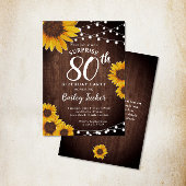 Invitation Tournesol rustique et lumières Surprise 80e annive