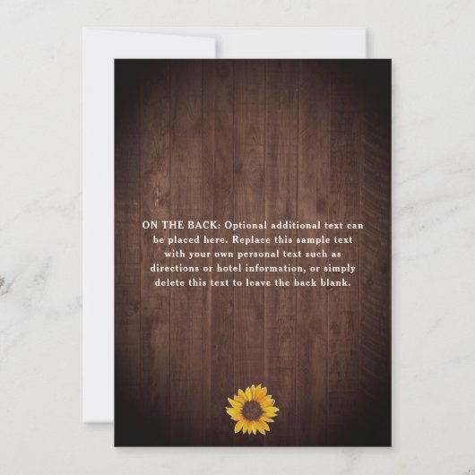 Invitation Tournesol rustique et lumières Surprise 80e annive (Dos)