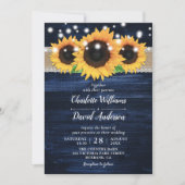 Invitation Tournesol rustique et mariage bleu marine Invitati (Devant)