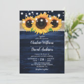 Invitation Tournesol rustique et mariage bleu marine Invitati (Debout devant)