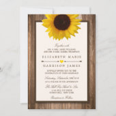 Invitation Tournesol rustique et Mariage de bois Brown (Devant)