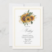 Invitation Tournesol rustique et Mariage d'or (Devant)