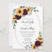 Invitation Tournesol rustique et Mariage Rose (Devant)