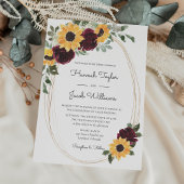 Invitation Tournesol rustique et Mariage Rose