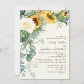 Invitation Tournesol rustique Eucalyptus White Roses Mariage (Devant)