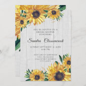 Invitation Tournesol rustique Fête des mariées Mariage en boi (Devant / Derrière)