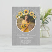 Invitation Tournesol rustique Fête des mariées Mariage en boi (Debout devant)