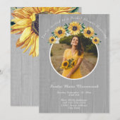 Invitation Tournesol rustique Fête des mariées Mariage en boi (Devant / Derrière)