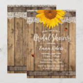 Invitation Tournesol rustique Fête des mariées tonneau de den (Devant / Derrière)