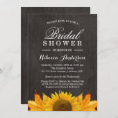 Invitation Tournesol rustique Feuille | FÊTE DES MARIÉES (Devant / Derrière)