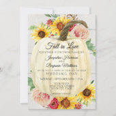Invitation Tournesol Rustique Fleurs Blanche Citrouille Planc (Devant)