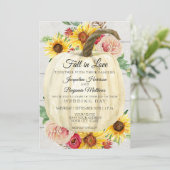 Invitation Tournesol Rustique Fleurs Blanche Citrouille Planc (Debout devant)